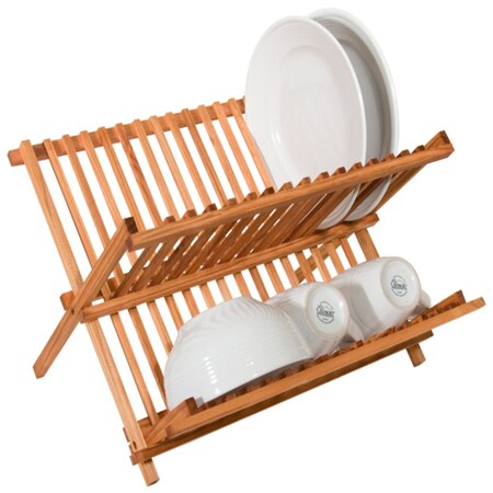 Home Basics Rustic Collection Pine Folding Dish Rack DR01125